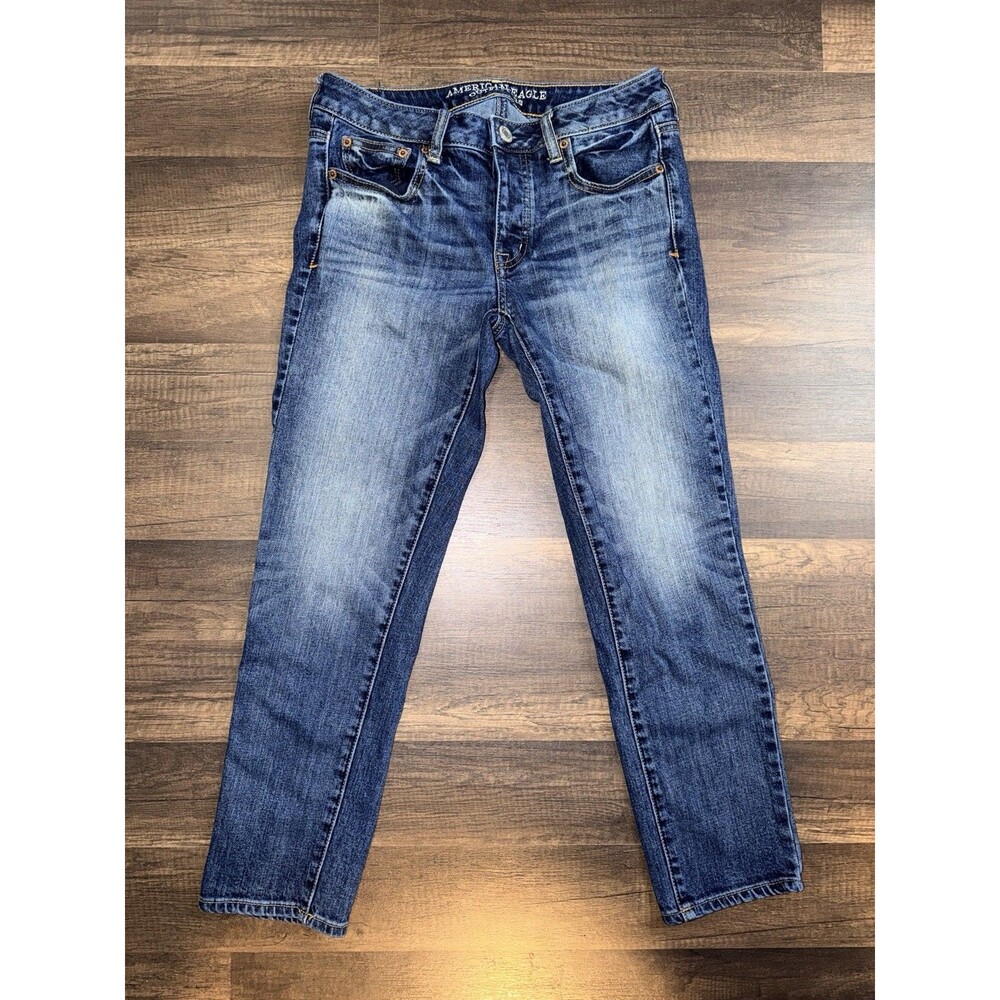 American Eagle Outfitters Boy Crop Stretch Women's Blue Denim Jeans Size 2